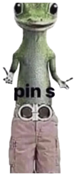 The gecko in low-slung cargo shorts flashing a peace sign, captioned 'You trippin shorddy' sticker