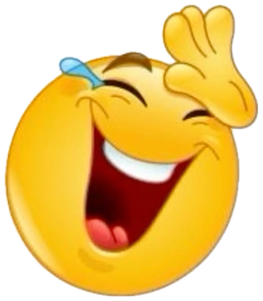 Yellow smiley emoji losing it with tears of laughter, pointing at something sticker