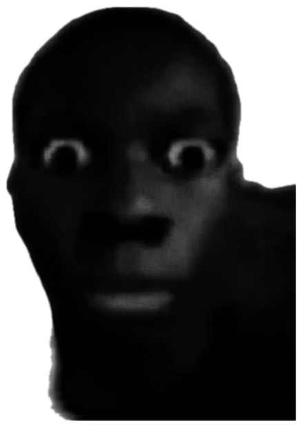 Man staring into the camera in near darkness with huge wide eyes and open mouth sticker