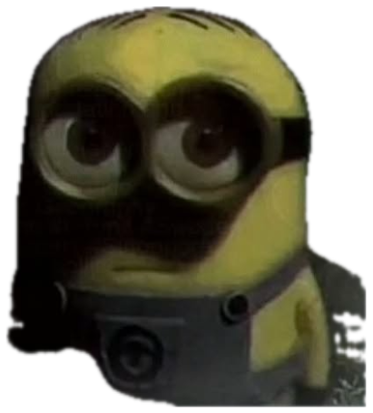 Minion lurking on a dark boardwalk captioned 'the way it jiggles when you walk is so tuff' sticker