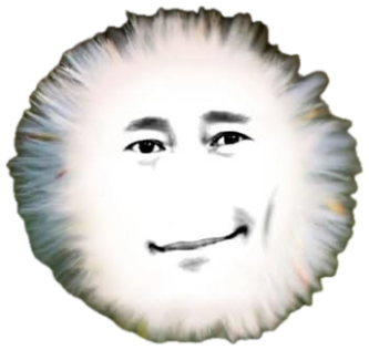 Dandelion with a smirking face captioned 'blow me' next to a heart sticker