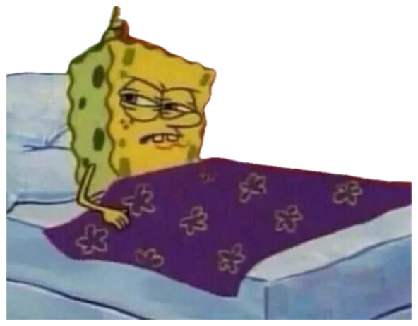 SpongeBob lying in bed looking utterly drained and over it sticker