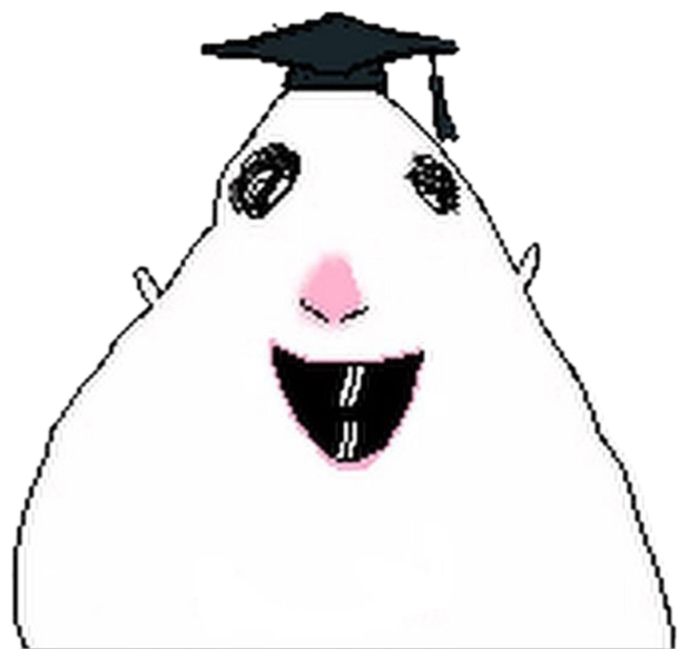 Cartoon blob wearing a graduation cap grinning proudly with a big open smile sticker