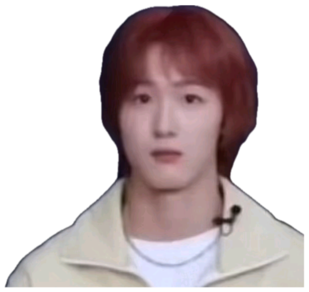 Red-haired young man staring blankly at the camera with a puzzled, slack expression sticker
