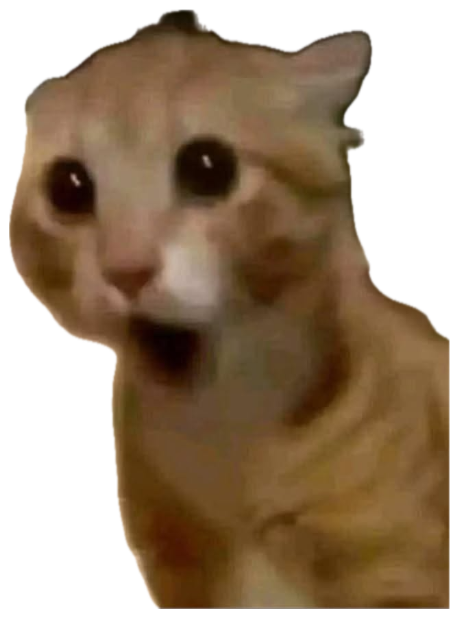 Wide-eyed orange cat with mouth agape looking utterly startled sticker