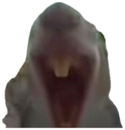 Animal screaming at the camera as a huge tornado looms in the yard behind it sticker