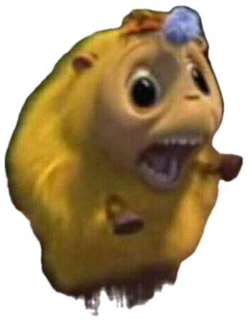 Small yellow animated creature screaming with its mouth wide open in terror sticker