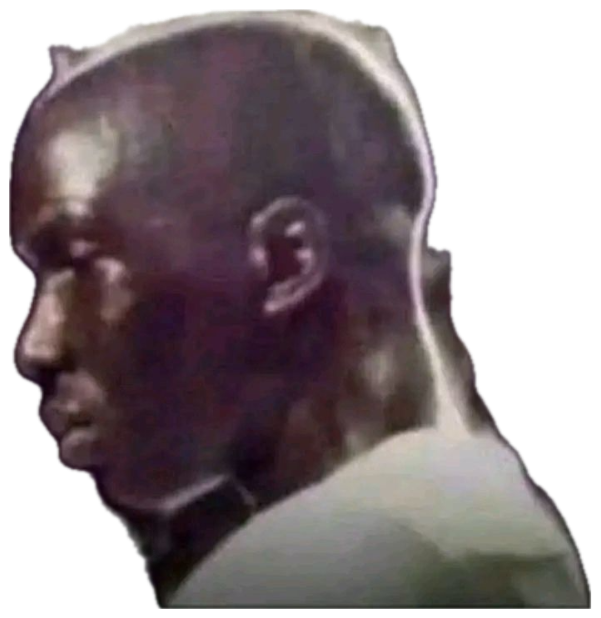 Profile of a man with steam rising off his head, looking calmly overheated sticker