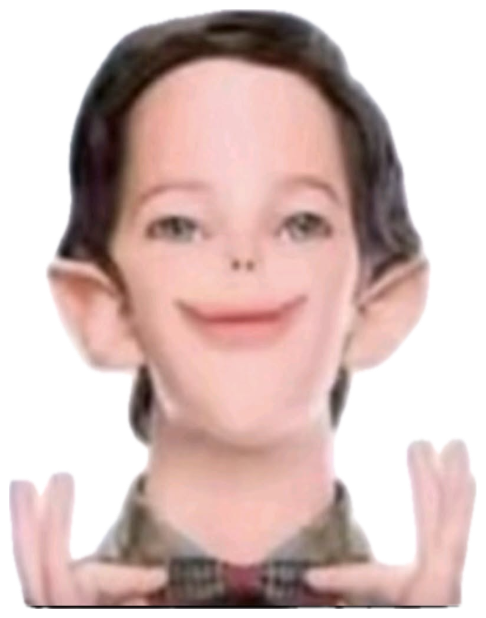 Elf-filtered face grinning blankly under big red text reading 'long Shlong' sticker