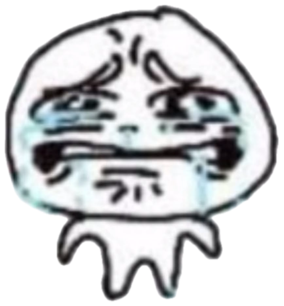 Crude doodle of a blob face bawling with clenched teeth and streaming tears sticker