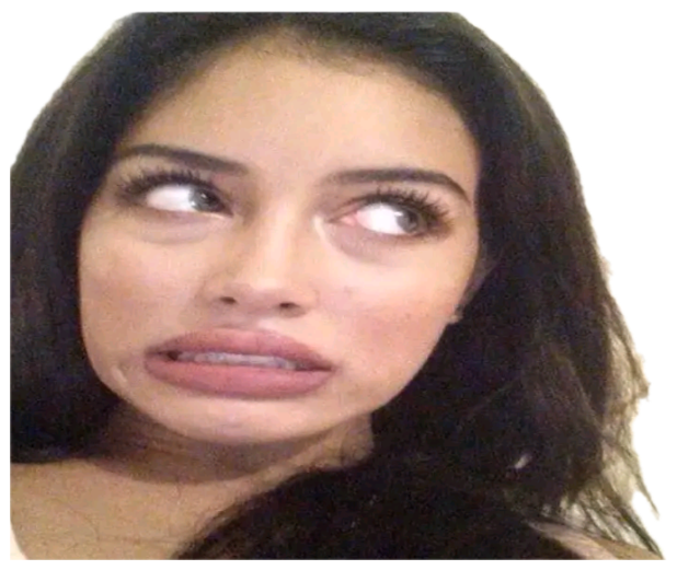Woman rolling her eyes up with a cringing, disgusted grimace sticker