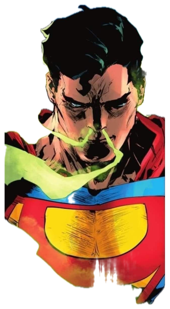 Comic Superman gritting his teeth in green smoke with a speech bubble '...MY FAVORITE.' sticker
