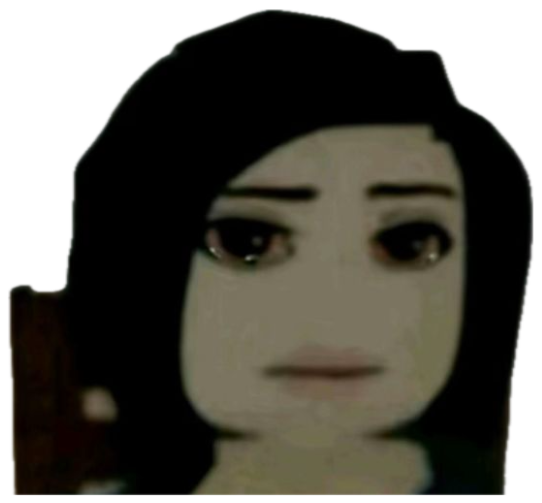 Dark-haired cartoon girl with teary eyes and a stoic sad expression sticker