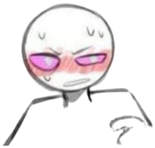 Sketchy doodle face with flushed cheeks and a strained, holding-back scowl sticker