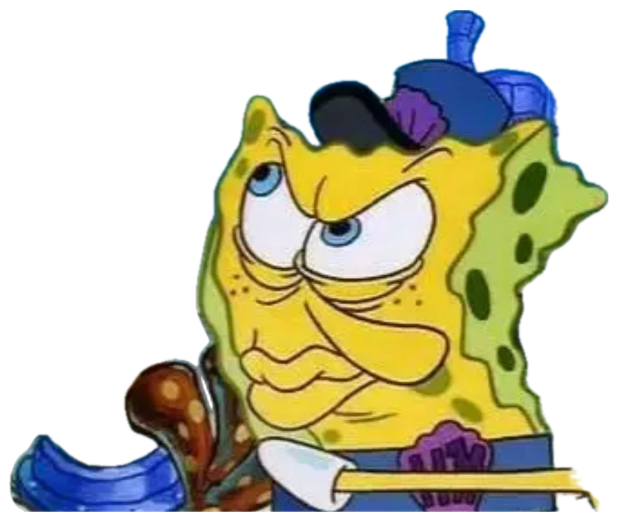 SpongeBob smirking beside a 'WANTED MANIAC' poster of himself sticker