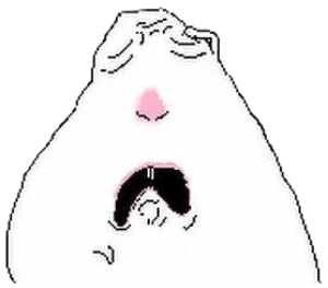MS Paint blob covering its eyes with both paws, mouth open in a wail sticker