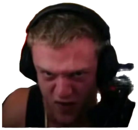 Gamer in headphones scrunching up his face and yelling in pure rage sticker