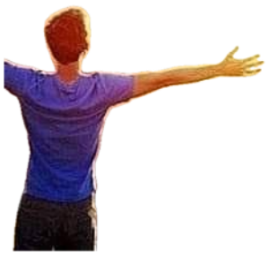 Guy from behind with arms flung wide toward a golden sunlit field, fully free sticker