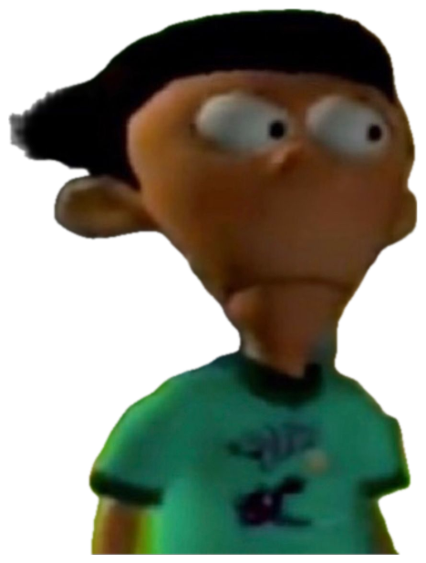 Low-poly cartoon kid with wide startled eyes and a slack jaw sticker