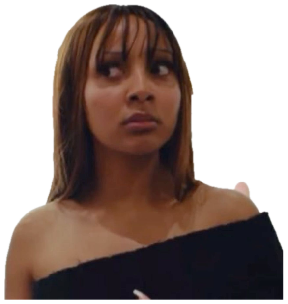 Woman glancing off to the side with a suspicious, unimpressed side-eye sticker
