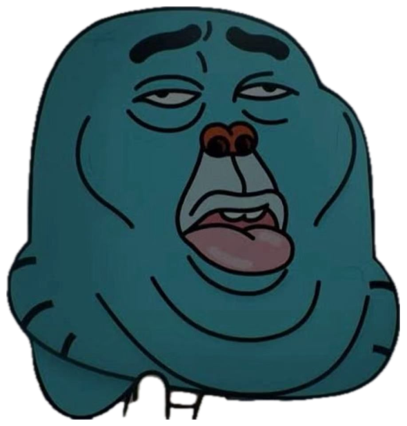Gumball from The Amazing World of Gumball with a tired, disgusted grimace sticker
