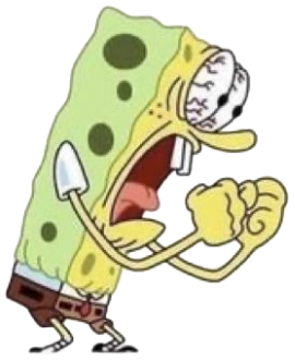 Mocking SpongeBob screaming with a wrinkled, rage face and clenched fist sticker