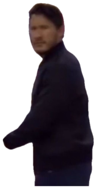 Man in a store turning to glance back over his shoulder with a wary side-eye sticker