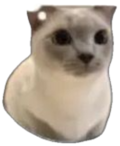 Siamese-looking cat with a speech bubble saying 'Wait im goated' sticker