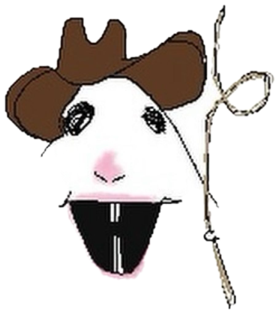 Cartoon blob drawn as Princess Leia with buns and a staff, mouth wide open in shock sticker