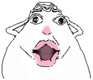 Doodled blob face with wide eyes and a gaping pink mouth, fully shook sticker