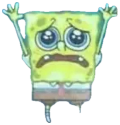 SpongeBob outside a glass door with teary eyes and hands up, close to sobbing sticker