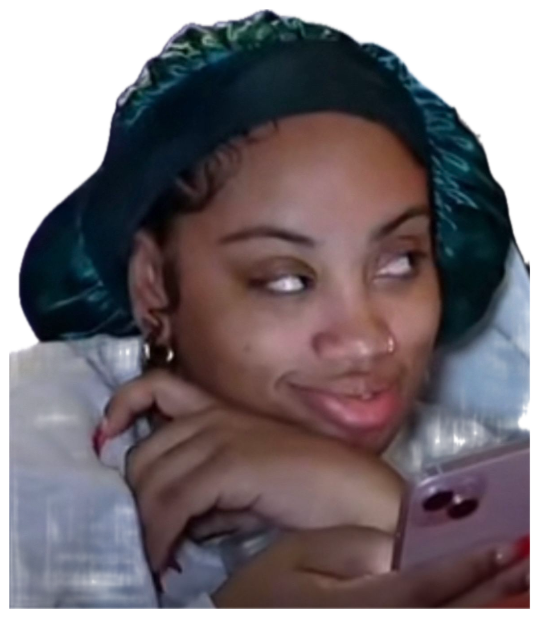 Woman in a satin bonnet resting on her arm shooting a sly sideways glance sticker