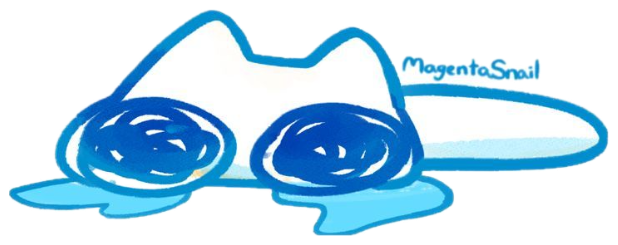 Tiny blue doodle cat completely melted into the floor in a puddle of tears sticker