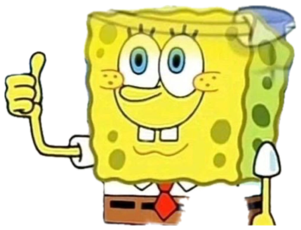 SpongeBob giving a thumbs-up while an angry ghost-SpongeBob looms behind him sticker