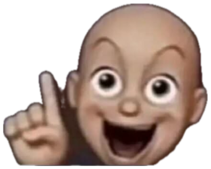 Grinning 3D baby emoji with a lightbulb overhead pointing up, captioned 'URETHRA!!' sticker