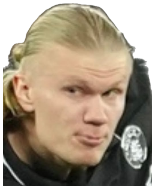 Erling Haaland with a smug, unimpressed pout staring off to the side sticker