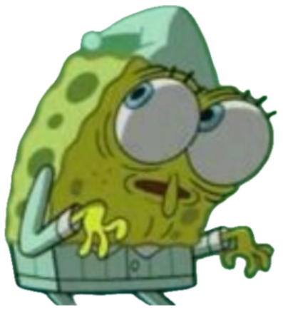 Lanky SpongeBob in a nightcap, eyes wide and mouth agape in confusion sticker
