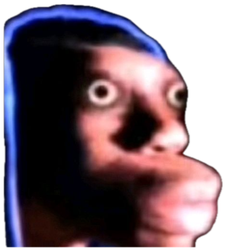 Person in a hoodie with wide terrified eyes lit up in the dark sticker