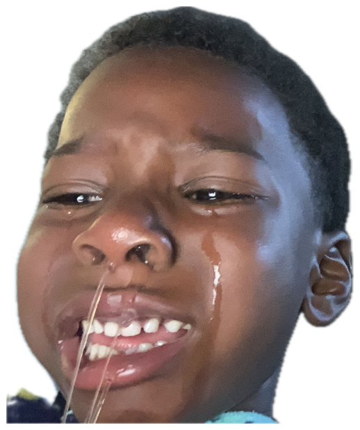 Young boy crying with tears and drool running down his face sticker
