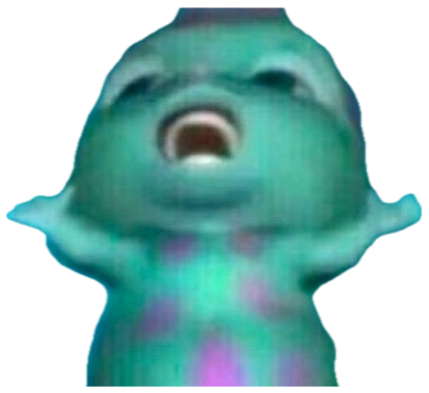 Green cartoon character from Inside Out screaming with arms raised in total panic sticker