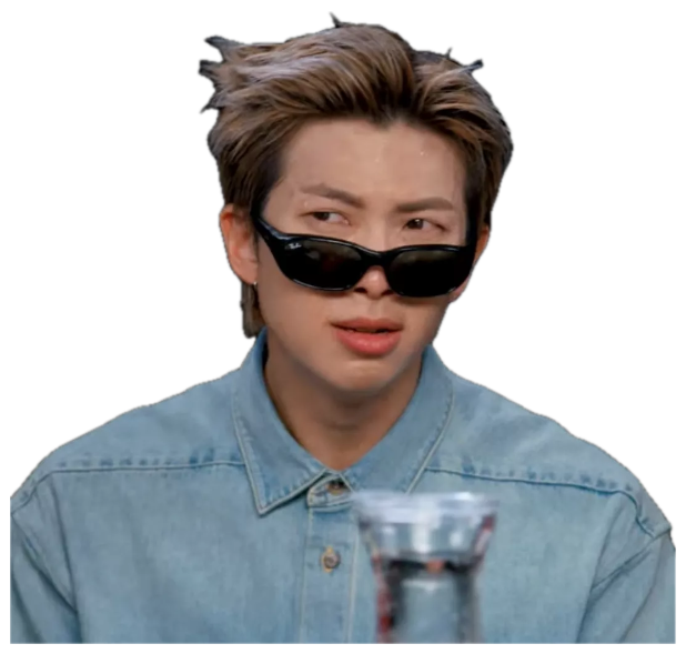 Young person in sunglasses pushed down their nose, delivering a cool side-eye glance sticker