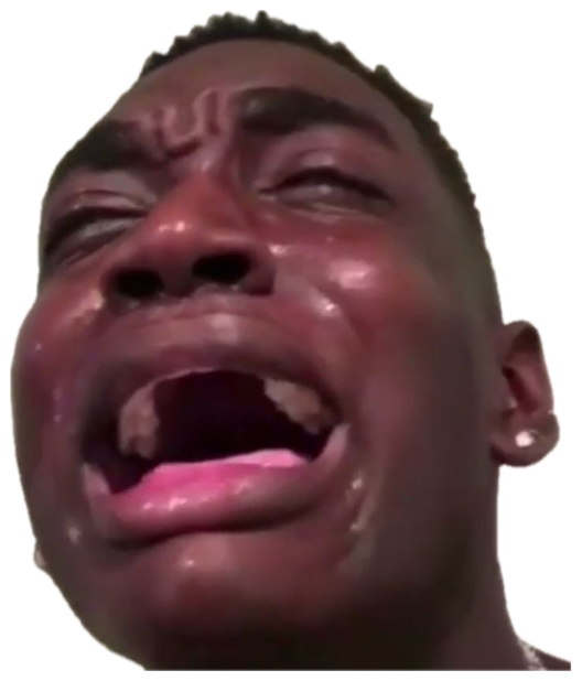 Man ugly-crying with his mouth wide open and tears on his sweaty face sticker