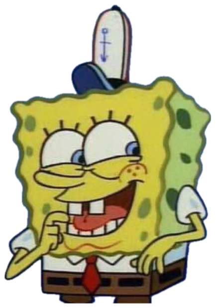 SpongeBob in a sailor hat with a squinty, up-to-something grin sticker
