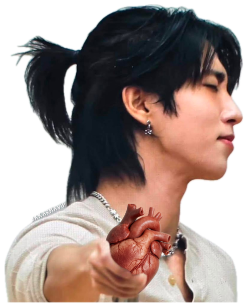 Man holding out a real heart in profile, captioned 'You win! Just take it already' sticker