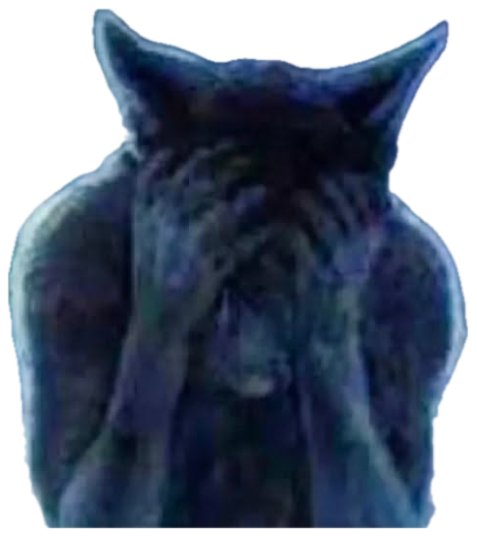 Shadowy wolf-like creature covering its face with both hands in despair sticker