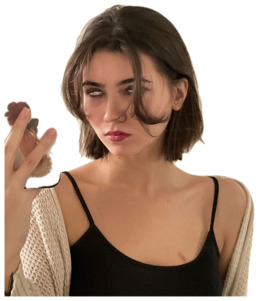 Woman taking a mirror selfie rolling her eyes back with a fed-up expression sticker