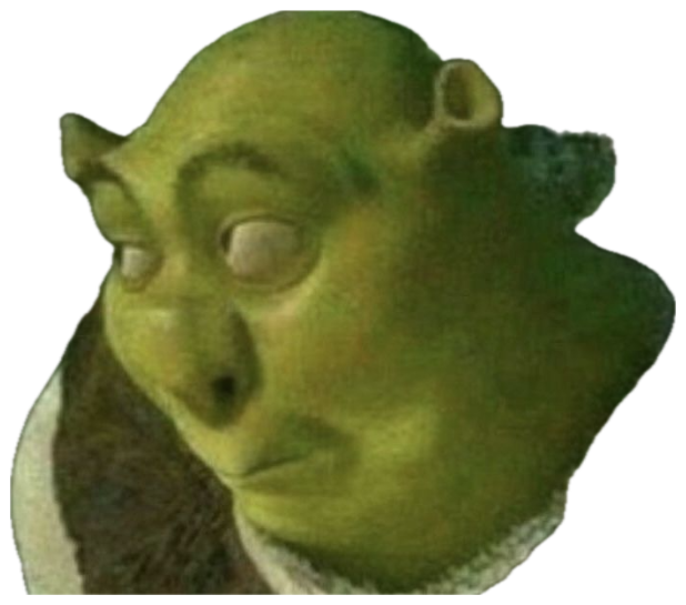 Shrek glancing sideways with one raised brow and deep distrust sticker