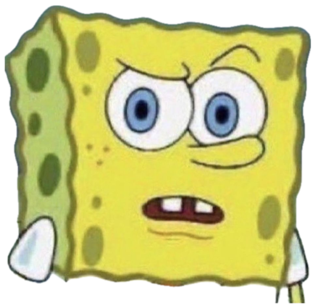 SpongeBob glaring with a clenched, furrowed brow and wide eyes sticker