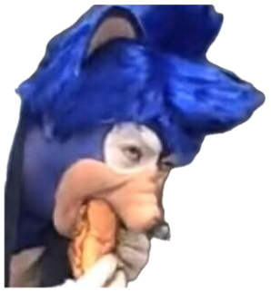 Sonic the Hedgehog puppet held by someone with a deeply distressed, crying expression sticker