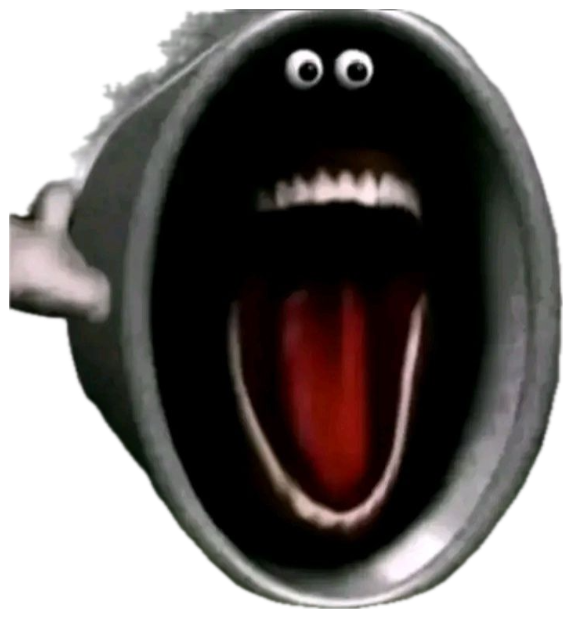 Googly-eyed trash-can creature screaming with its mouth stretched wide open sticker